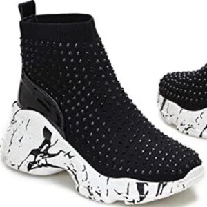 Jeweled stretchy wedge sneakers size 9, worn condition, will need light cleaning